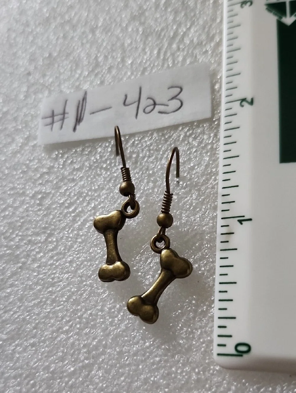 Hand Crafted Antique Bronze Tone Bone Charm Dangle Earrings